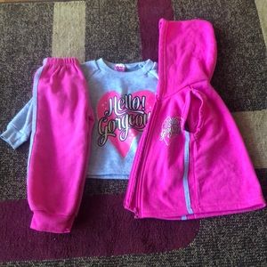Pink and grey track suit